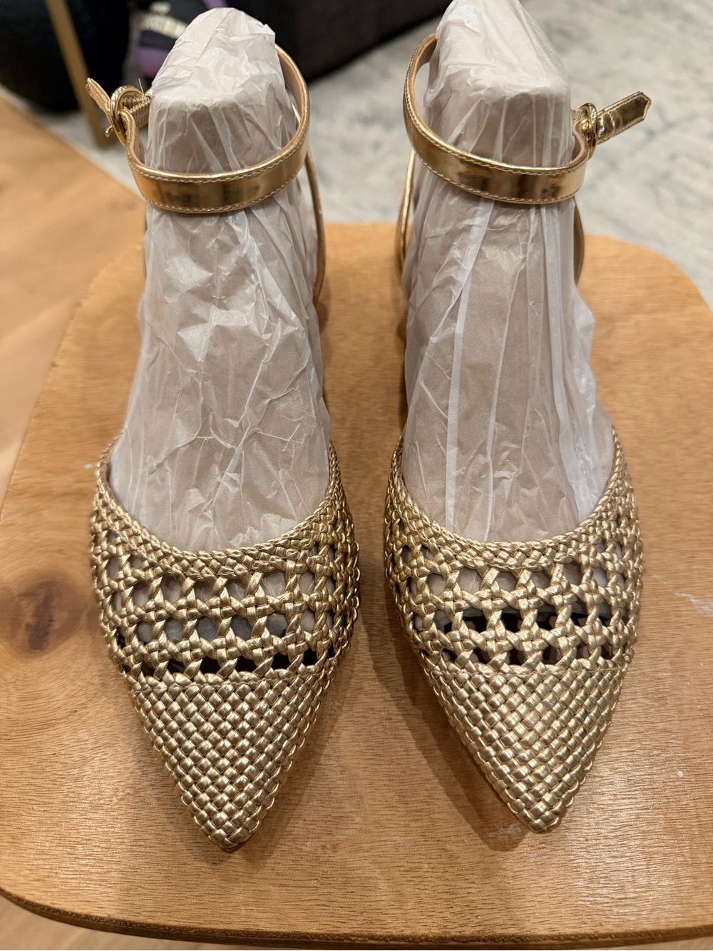 NEW - Banana Republic Metallic Gold Ankle Strap Shoes